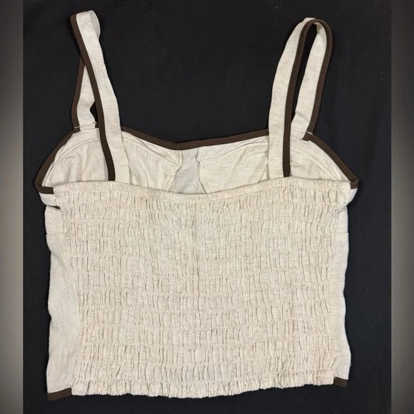 Women’s Like New Sienna Sky Cream and Brown Crop Top Size Medium - Picture 2 of 4